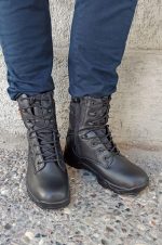 Ανδρικά ορειβατικά μποτάκια σε μπεζ χρώμα με κορδόνι και φερμουάρ - Image 8