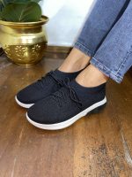 28 Γυναικείο Sneaker κάλτσα με κορδόνι σε μαύρο χρώμα 