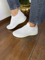 7296 Γυναικείο Sneaker με αερόσολα σε λευκό χρώμα από ελαστική κάλτσα - Image 3