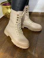 MR-22 Κρεμ Μποτάκι Αρβυλάκι με κορδόνια από οικολογικό δέρμα.