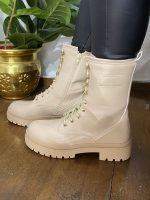 MR-22 Κρεμ Μποτάκι Αρβυλάκι με κορδόνια από οικολογικό δέρμα. - Image 5