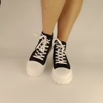 528 Μαύρο δίπατο sneaker μποτάκι με λευκό πάτο. - Image 2