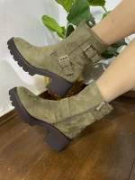 7650  Λαδί καστόρι μποτάκι με φερμουάρ στο πλάι - Image 2