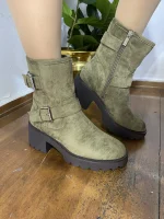 7650  Λαδί καστόρι μποτάκι με φερμουάρ στο πλάι