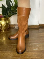 RQ-18- Καμελ μπότα τριών τετάρτων από καστορ και οικολογικό δέρμα - Image 3