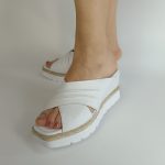 543 παντόφλα δερμάτινη πλατφόρμα σε άσπρο χρώμα