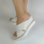 543 παντόφλα δερμάτινη πλατφόρμα σε άσπρο χρώμα - Image 2