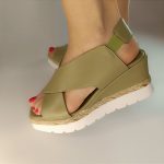 503 δερμάτινο πέδιλο με πλατφόρμα σε λάδι χρώμα - Image 3