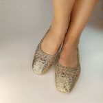 832 πλεκτό χρυσό φλατ  παπούτσι - Image 4