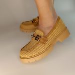 6736 loafer   με ψάθα σε μπέζ χρώμα
