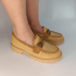 6736 loafer   με ψάθα σε μπέζ χρώμα - Image 4
