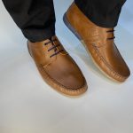 21372 Δερμάτινα Ανδρικά με κορδόνι σε ταμπά χρώμα