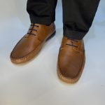 21372 Δερμάτινα Ανδρικά με κορδόνι σε ταμπά χρώμα - Image 2