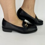 671 Μαύρο Loafer με χρυσή λεπτομέρεια στο πάνω μέρος. - Image 8