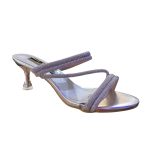 DMU250-1 Γυναικεία παντόφλα με τακουνάκι σε ασημί χρώμα - Image 2