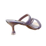 DMU250-1 Γυναικεία παντόφλα με τακουνάκι σε ασημί χρώμα - Image 4