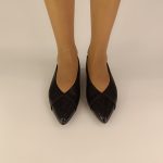 936 Γόβες Μυτερές με κροκό σε μαύρο χρώμα - Image 2