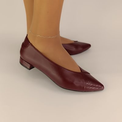 936 Γόβες Μυτερές με κροκό σε μπορντό χρώμα