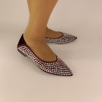 126  Γόβες Μυτερές με στράς σε μπορντό χρώμα