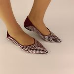 126  Γόβες Μυτερές με στράς σε μπορντό χρώμα - Image 2