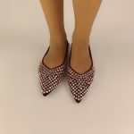 126  Γόβες Μυτερές με στράς σε μπορντό χρώμα - Image 3