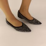 126 Γόβες Μυτερές με στράς σε μαύρο χρώμα