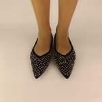 126 Γόβες Μυτερές με στράς σε μαύρο χρώμα - Image 4