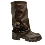 Q 029 καφέ μπότα με στρόγγυλη μύτη