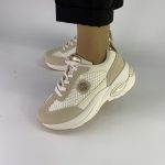 88-109 Sneakers με Δίχτυ και Ανάγλυφες Λεπτομέρειες σε αποχρώσεις του μπέζ - Image 4