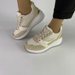 88-109 Sneakers με Δίχτυ και Ανάγλυφες Λεπτομέρειες σε αποχρώσεις του μπέζ - Image 2