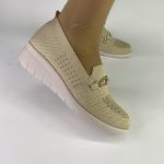 11016 Γυναικεία Υφασμάτινα Παπούτσια σε Μπέζ.