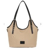 0035 τσάντα ώμου μπέζ-μαύρο