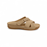 DMY 7788 Aνατομική παντόφλα σε μπέζ με αυτοκόλλητο