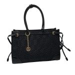 3230 τσάντα ώμου μαύρο με ψάθα