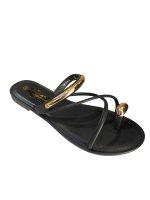 7G25 Σανδάλια με λουράκια & toe-ring σε μαύρο.