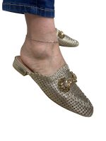2853 mules σε χρυσό  πλεκτό - Image 3