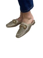 2853 mules σε χρυσό  πλεκτό