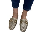 2853 mules σε χρυσό  πλεκτό - Image 5