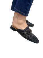 2853 mules σε μαύρο πλεκτό - Image 2
